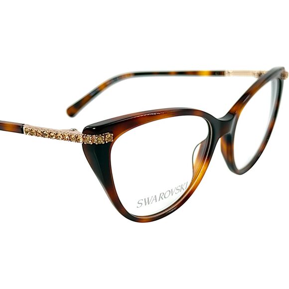 Swarovski SK5425 Womens Plastic Eyeglass Frame 052 Dark Havana 53-16